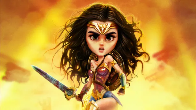 DC Comics Hero - Wonder Woman (Chibi Fanart) 2K Tapeten