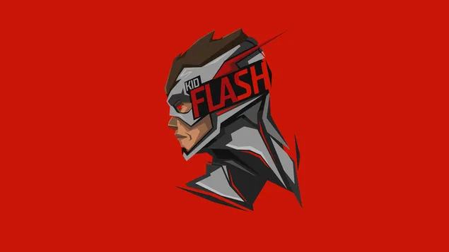 DC Comics Kid Flash minimalistische rode achtergrond download