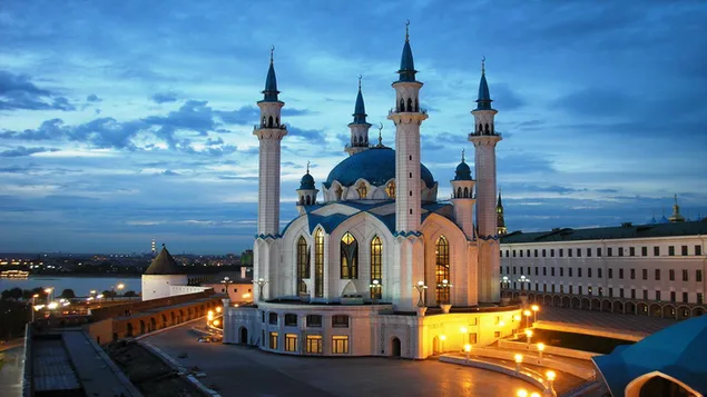 De majestueuze torens van de moslimmoskee download