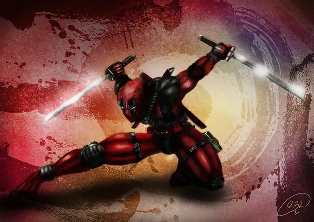 Páipéar balla Deadpool agus a ghluaiseann2K