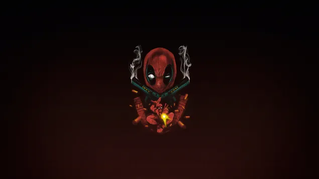 Deadpool chibi minimalista 4K fondo de pantalla