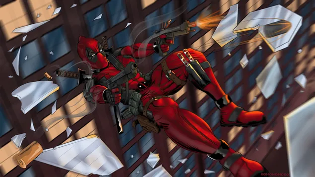 „Deadpool Guns Marvel“ komiksai 4K ekrano užsklanda