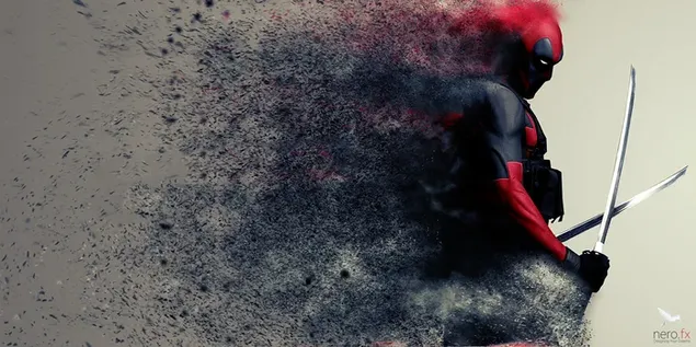 Páipéar balla Tá Deadpool ag iompú ina luaithreach ildaite2K