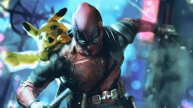 Deadpool Pikachu Marvel komiksai 4K ekrano užsklanda