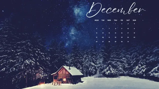 December 2022 Kalender - Op een winterse kerstavond met sterrenhemel download