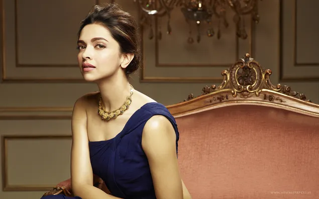 Deepika Padukone looks regal in blue dress  2K wallpaper
