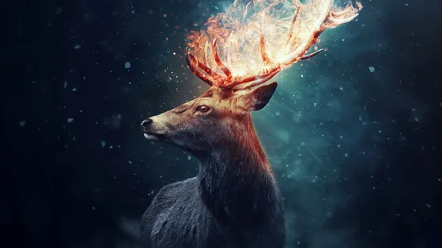 Deer Flaming Horn