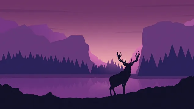 Deer Minimalist Landscape 8K wallpaper