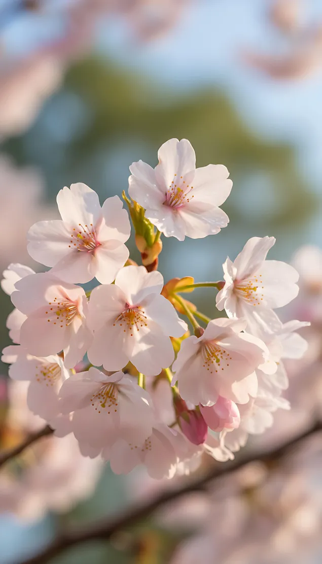 nezhen klon ot rozovi chereshovi tsvetove izteglyane