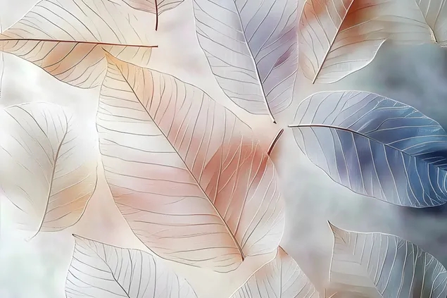 Vello delikate e natyrës: Modele gjethesh minimaliste 2K sfond