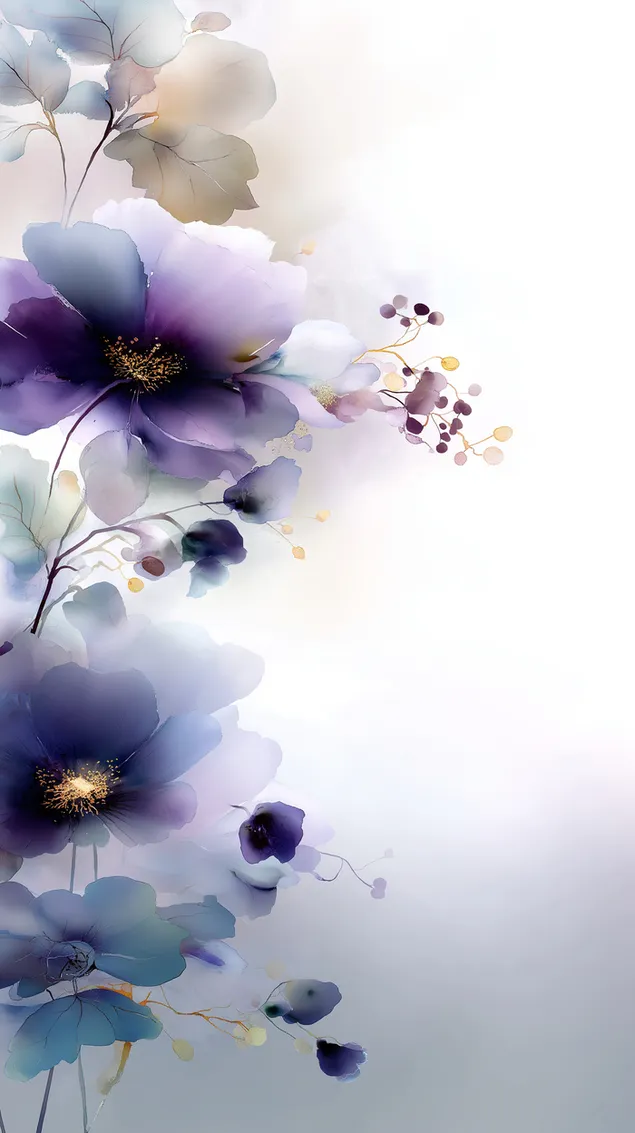 Finom akvarell virágkompozíció lágy árnyalatokkal HD háttérkép