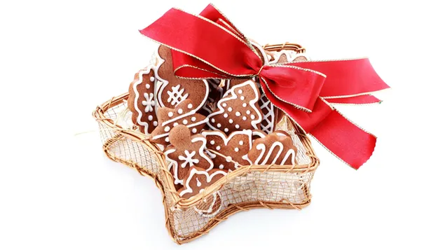 Leckeres Lebkuchen-Tablett als Weihnachtsgeschenk HD Hintergrundbild