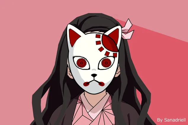 Demon girl Nezuko wearing warding mask