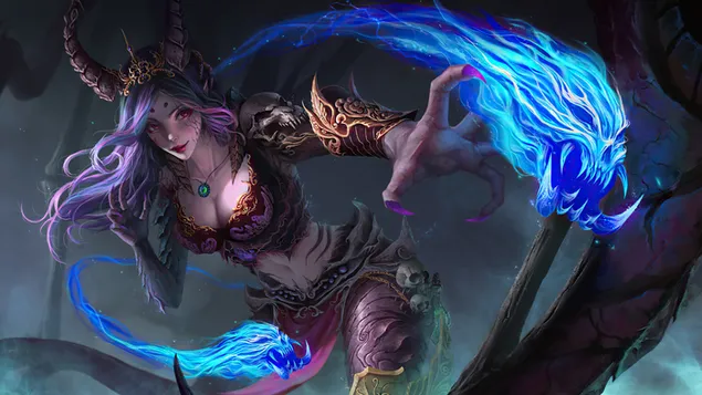 Demonų mergaitės karys 4K ekrano užsklanda