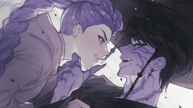 Demon 'Jinu' X Rumi (Anime-Stil Bg) | K-Pop Demon Hunters (Film) 4K Tapeten