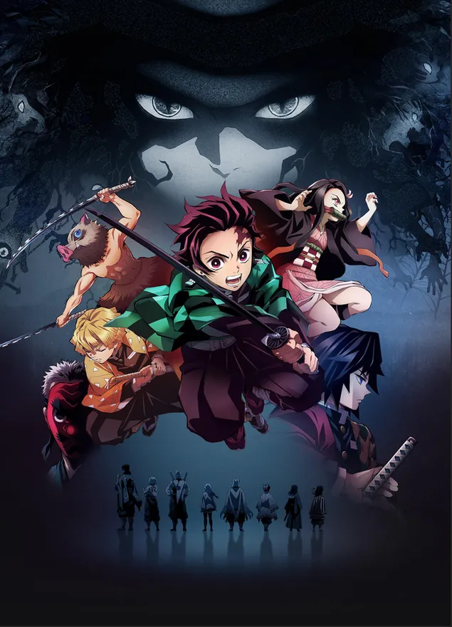 Demon Slayer: Kimetsu no Yaiba anime boy and girl characters poster 2K wallpaper