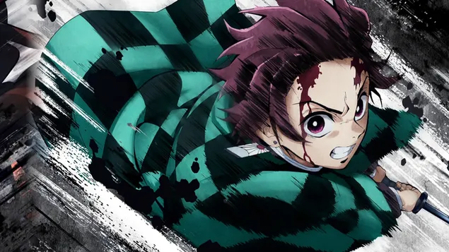 Demon Slayer: Kimetsu no Yaiba anime erkek karakter aksiyon sahnesi 4K duvar kağıdı