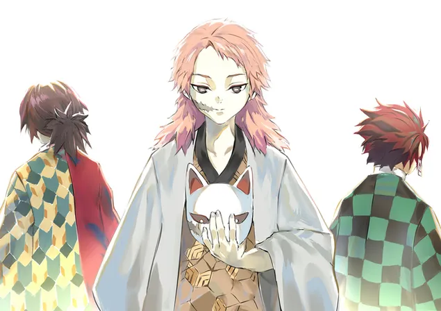 恶魔杀手 : Kimetsu No Yaiba - Giyuu Tomioka,Sabito & Tanjirou Kamado HD 壁纸