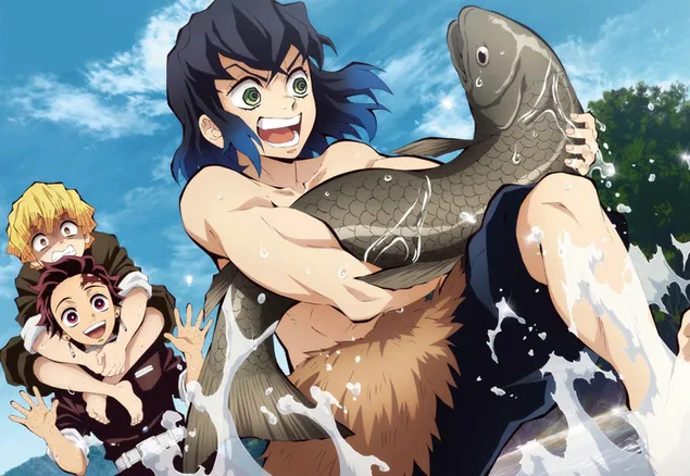 demonin tappaja: kimetsu no yaiba inosuke hashibira tanjiro kamado zenitsu agatsuma lataa