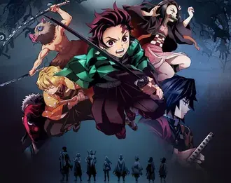 Demon Slayer: Kimetsu No Yaiba - Inosuke Hashibira, Tanjirou Kamado, Nezuko Kamado, Zenitsu Agatsuma e Giyuu Tomioka HD sfondo