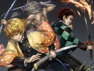 Pogromca demonów: Kimetsu No Yaiba - Inosuke Hashibira, Tanjirou Kamado i Zenitsu Agatsuma HD tapeta