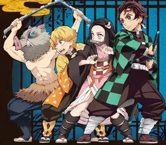 Demon Slayer: Kimetsu No Yaiba - Inosuke Hashibira, Zenitsu Agatsuma, Nezuko Kamado e Tanjirou Kamado HD sfondo