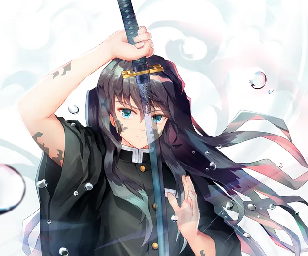 demon slayer kimetsu no yaiba - muichiro tokito agus titeann uisce ioslodail