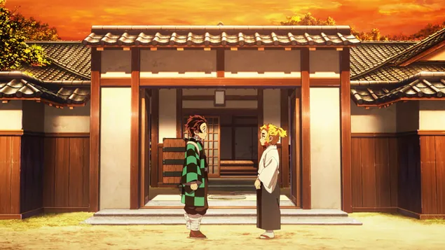 Cazador de demonios: kyojuro rengoku se enfrenta a tanjiro kamado descargar