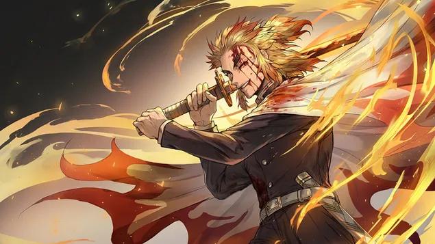 Demon Slayer Kyojuro Rengoku Flame Hashira HD 4K Wallpaper #8.2012