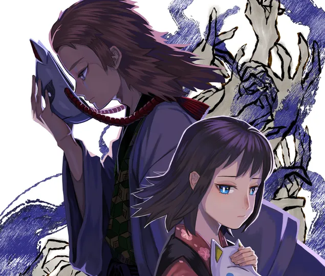 Demon Slayer - Sabito & Makomo 2K bakgrunn