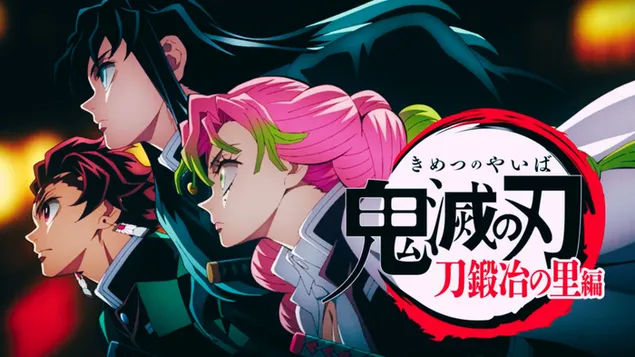 Demon Slayer sesong 3 trio 4K bakgrunn