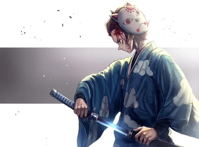 Demon Slayer - Tanjiro Kamado en kimono azul descargar