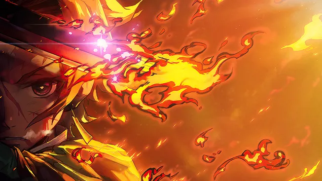 Vrasësi i Demonit: Tanjirou Kamado Shpata e Flakës 4K sfond