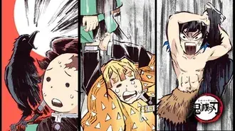 Demon Slayer - Tanjirou, Zenitsu & Inosuke Collab 4K Hintergrundbild