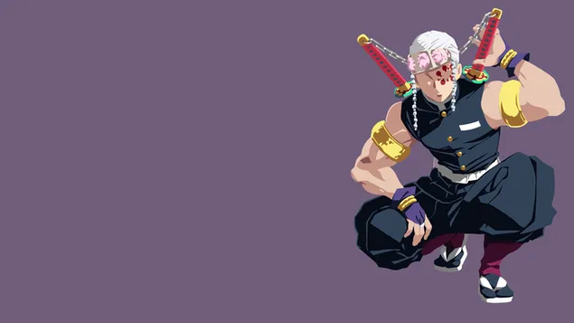 demon slayer tengen uzui violetti tausta lataa