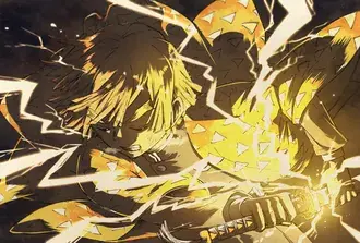 Demon Slayer : Zenitsu Agatsuma First Form Flash on the Tongue Demon HD wallpaper