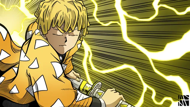 Demon Slayer - Zenitsu Agatsuma First Form HD baggrundsbillede