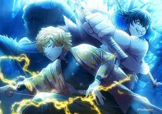 Dämonentöter: Zenitsu Agatsuma & Inosuke Hashibira 2K Hintergrundbild
