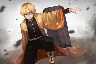 Demon Slayer : Zenitsu Agatsuma Saving Nezuko Inside Box 2K wallpaper