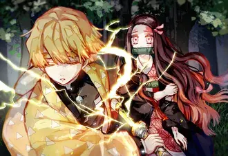 Demon Slayer : Zenitsu Agatsuma Saving Nezuko 2K wallpaper