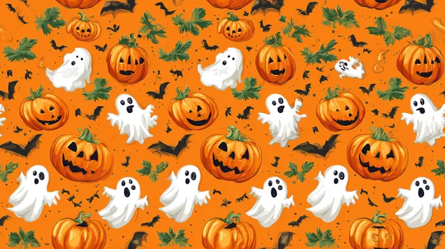 Tätt Halloween-karaktärsmönster 2K bakgrund