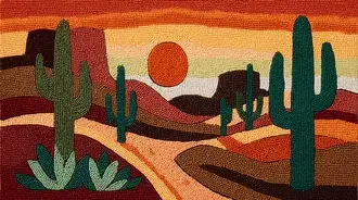 desert landscape art made of textured beads and cacti forms download