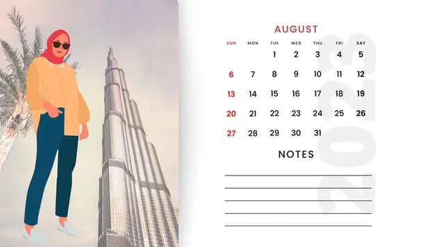 Календар для настільного ПК/ноутбука СЕРПЕНЬ 2023 - Арабська жінка завантажити