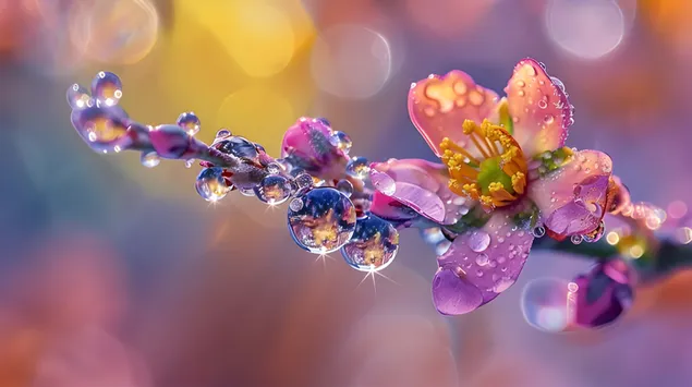 Tapeta Detailný záber kvapiek sladkej vody na liste 8K