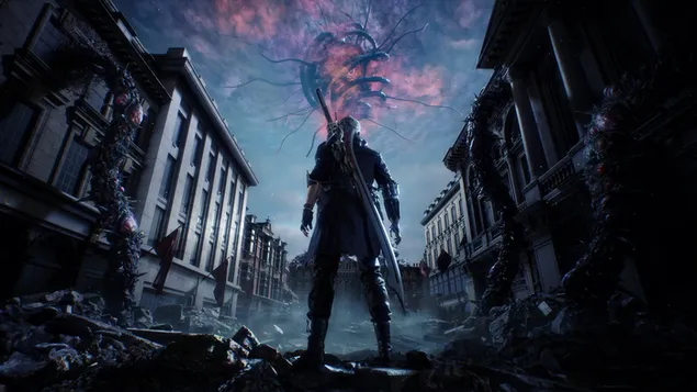 Devil may cry 5, nero in action 4K wallpaper download