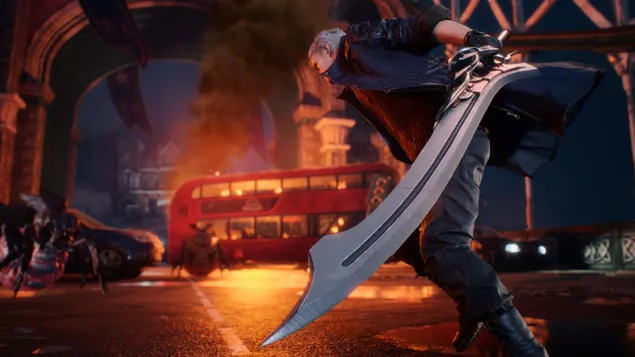 Devil May Cry 5 - Nero red queen sword 4K wallpaper