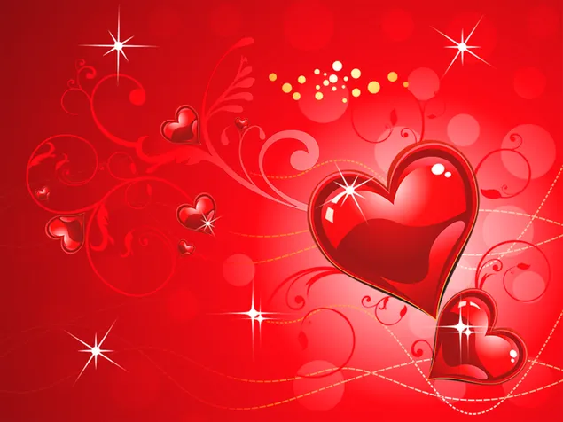 Día de San Valentín - corazones rojos y destellos descargar