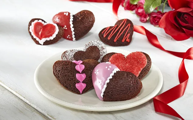 Día de San Valentín - decoración de brownies en forma de corazón