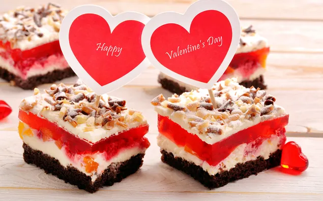 Día de San Valentín - pastel con toppers de corazón