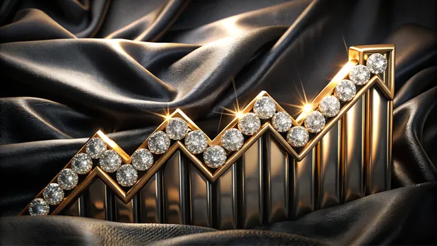 Kadife Arkaplanda Yükseliş Eğilimi Olan Elmas İşlemeli Finansal Grafik 4K duvar kağıdı